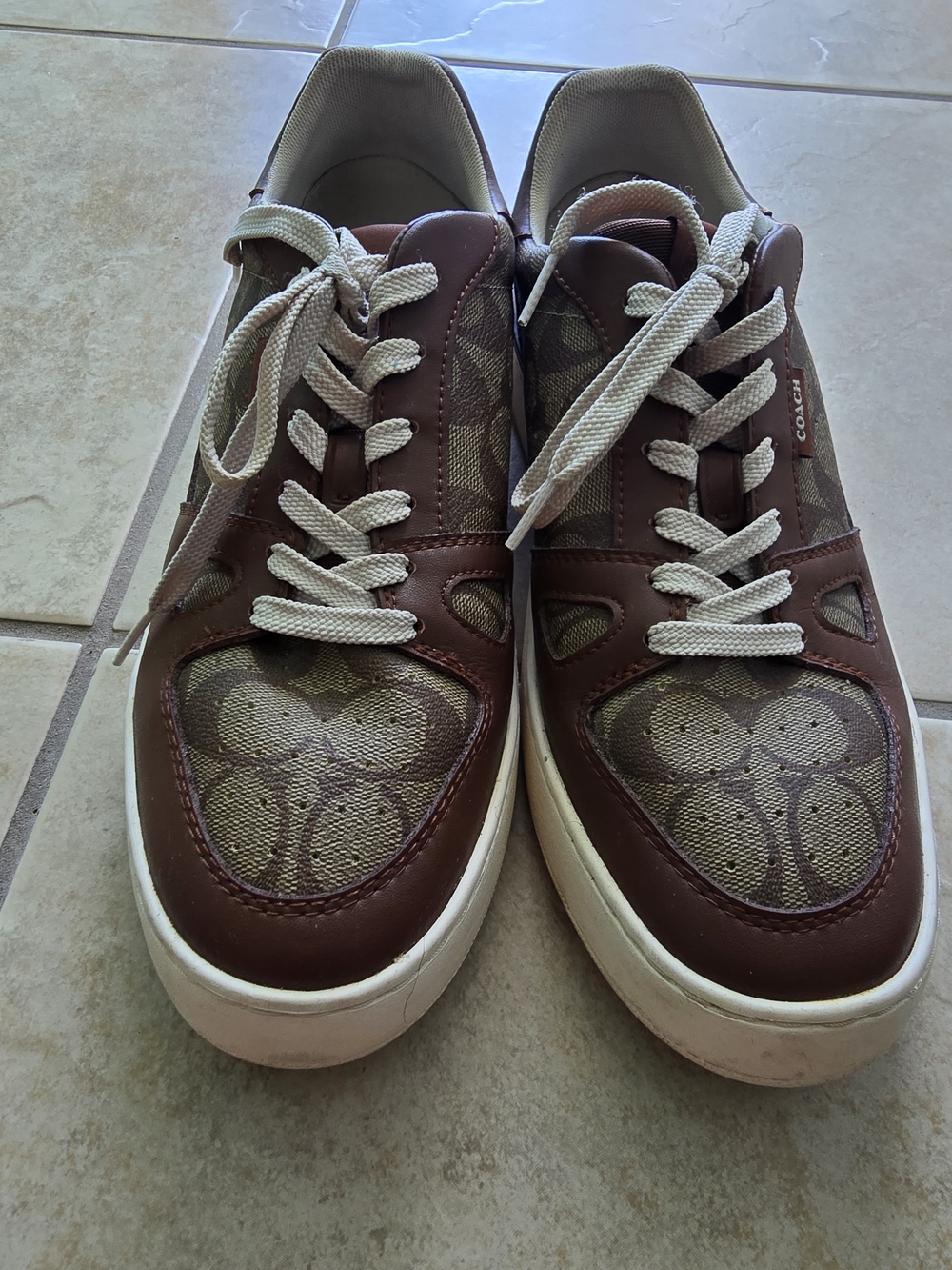Coach Men’s Brown and Beige Signature Low-Top Sneakers